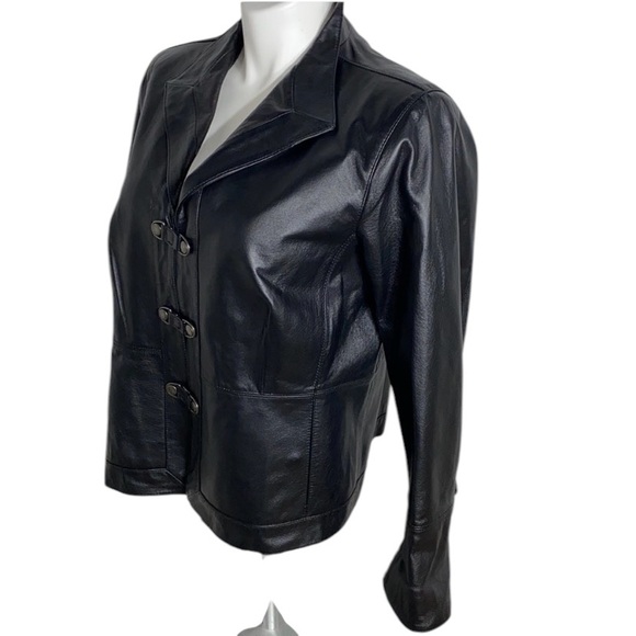Pamela McCoy Black Genuine Leather Jacket W/Bell Sleeves Size 1x - Picture 3 of 7